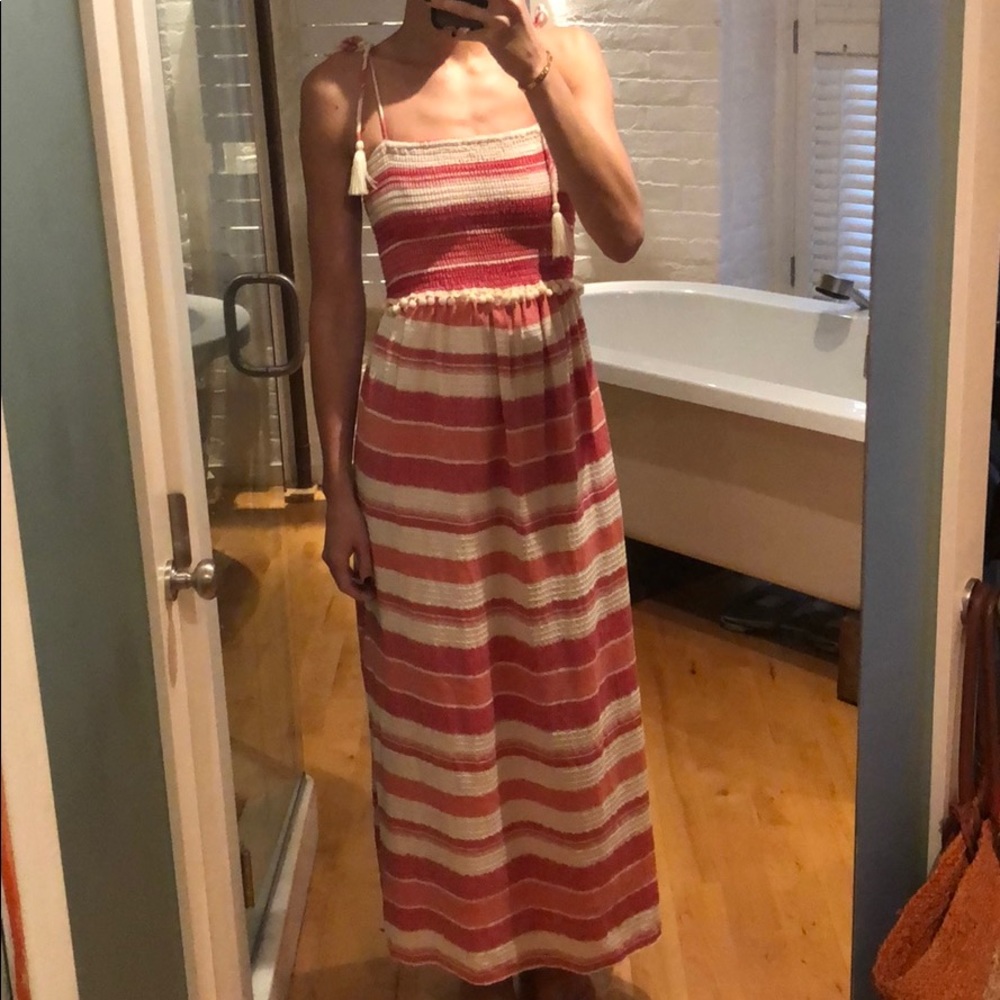 ASOS Stripped Maxi Dress w Pom Pom Detail